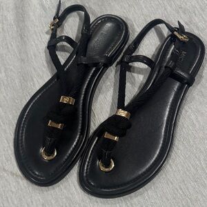 Michael Kors Black and Gold Rope Sandals